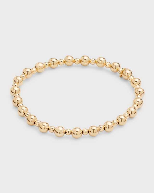 14k Gold 3mm and 5mm Bead Bracelet